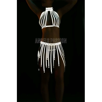 Püsküllü Reflektörlü Seksi Etek Büstiyer Takım - APFT584