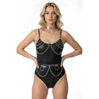 Şeffaf Zincirli Şık Harness Takım