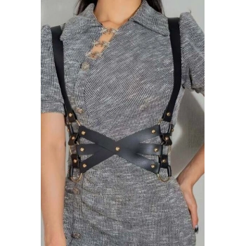 Seksi Deri Döğüs Harness - Brf1186
