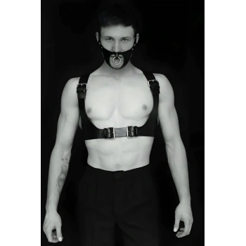 Seksi Deri Göğüs Ve Maske Harness - APFTM112
