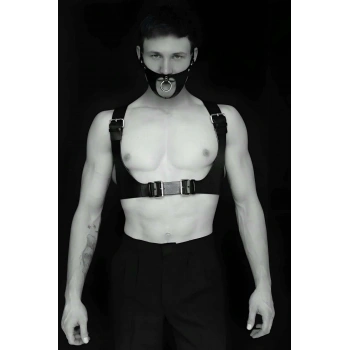 Seksi Deri Göğüs Ve Maske Harness - Brfm112