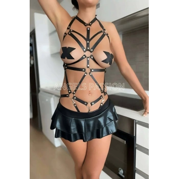 Seksi Deri Vücut Harness - APFT316