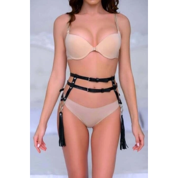 Sık Deri Püsküllü Bel Kemer Harness - Brf1045