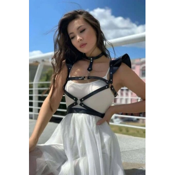 Şık Deri Seksi Göğüs Deri Harness - Brf996