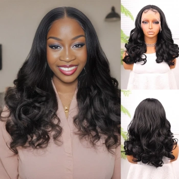 Siyah Bebek Saçlı Geniş Dalgalı Fiber Sentetik Tül Peruk