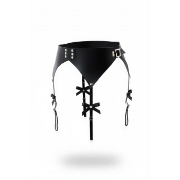 Siyah Jartiyer Harness Geniş Bel Deri Tokalı - Brf1376