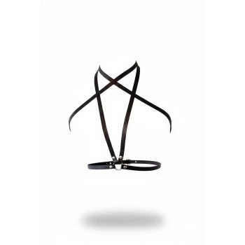 Siyah Kadın Kemer Deri Çapraz Bantlı Vücut Aksesuarı - Brf15