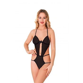 Siyah Lcralı Tül Bodysuit - 931