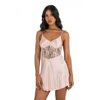 Somon Kısa Saten Gecelik 8239