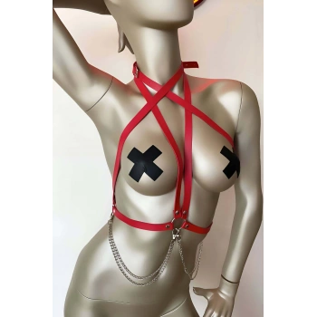 T-shirt Üzeri Deri Aksesuar, Gömlek Üzeri Şık Deri Harness - Brf52