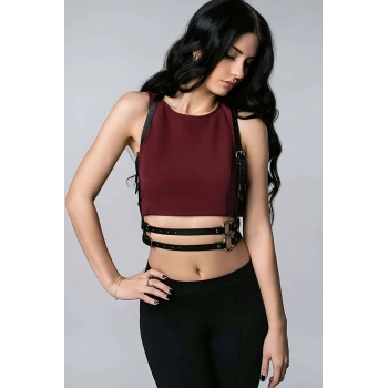 T-Shirt Üzeri Seksi Deri Aksesuar - APFT210