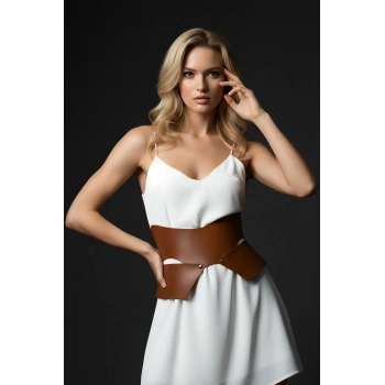 Taba Kadın Kemer Geniş Asimetrik Bel Aksesuarı - Brf1425