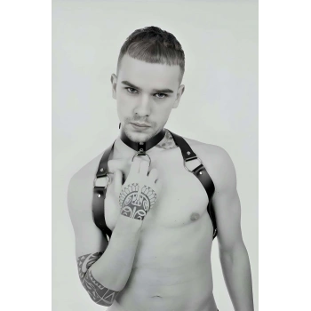 Tasmalı Seksi Deri Erkek  Harness - Brfm35