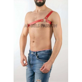 Tek Omuz Seksi Deri Erkek  Harness - Brfm3