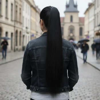 Tokalı Düz At Kuyruğu - Siyah