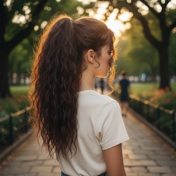 Tokalı Kabarık Dalgalı At Kuyruğu - Koyu Kahve