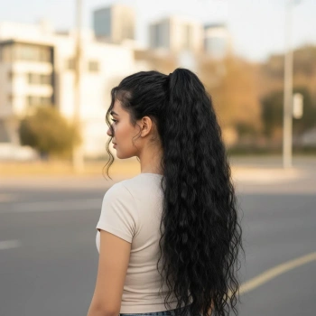 Tokalı Kabarık Dalgalı At Kuyruğu - Siyah