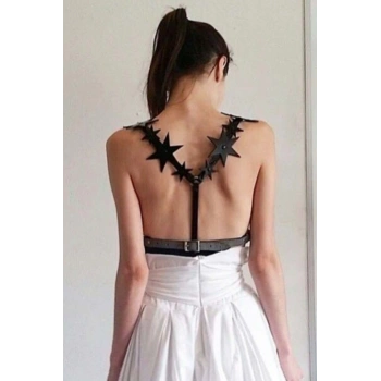 Yıldız Detaylı Şık Deri Kemer Harness - Brf634