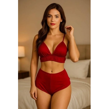 Yüksek Bel Şortlu Bralet Takım