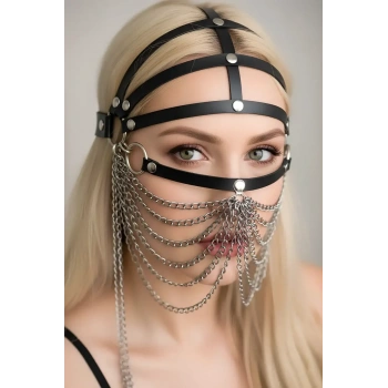 Zincirli Deri Seksi Maske - APFT465