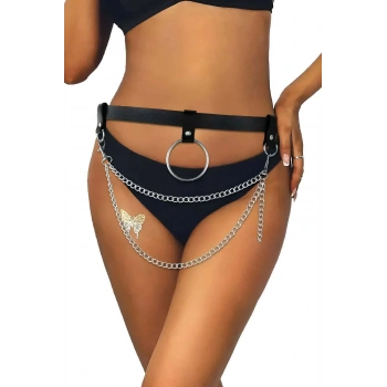 Zincirli Şık Deri Bel Harness - Brf923