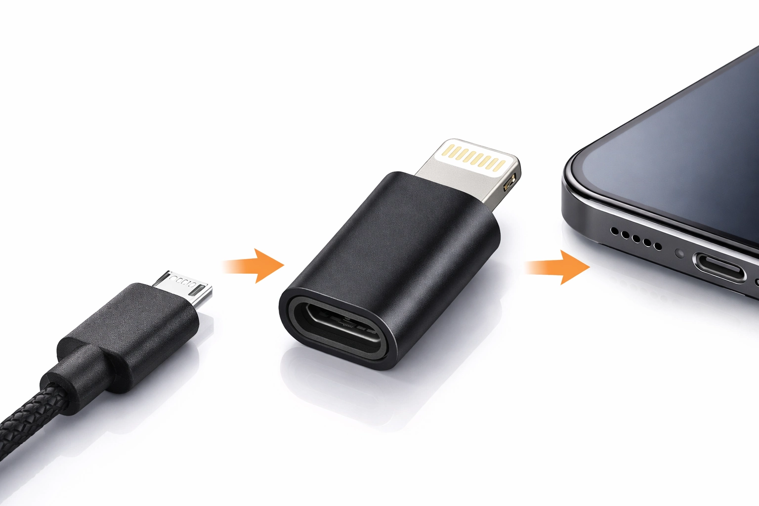 İphone 6 Uyumlu Android Micro Usb Şarj Kablosunu İphone Lightning E Çevirici