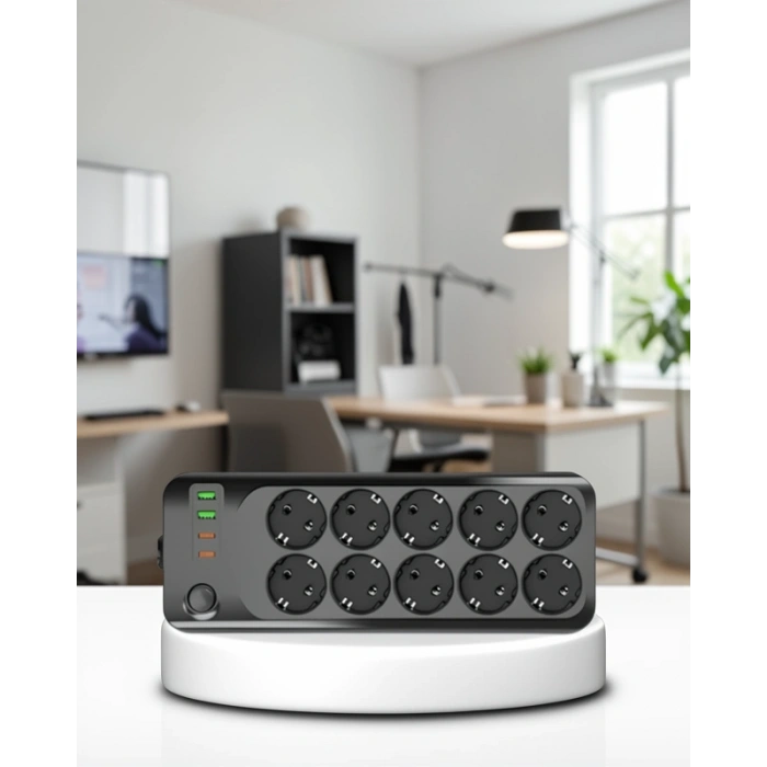 10 Prizli USB Type-C Destekli Grup Priz