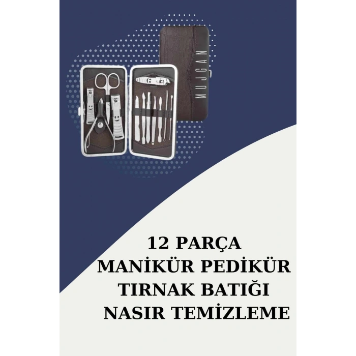 12 Parça Paslanmaz Çelik Manikür Seti