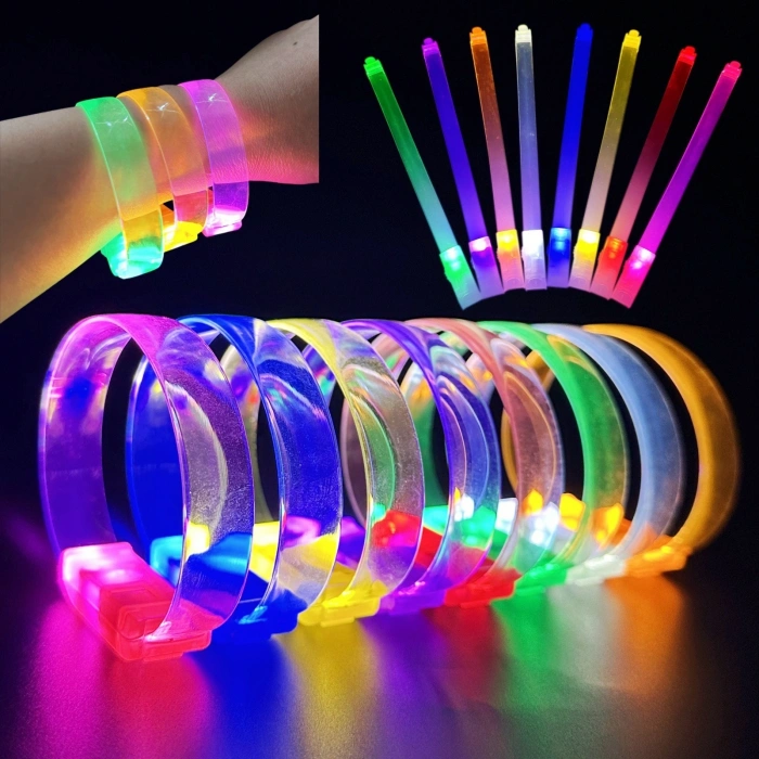 3 Modlu Pilli LED Işıklı Esnek Parti Bilekliği Mavi