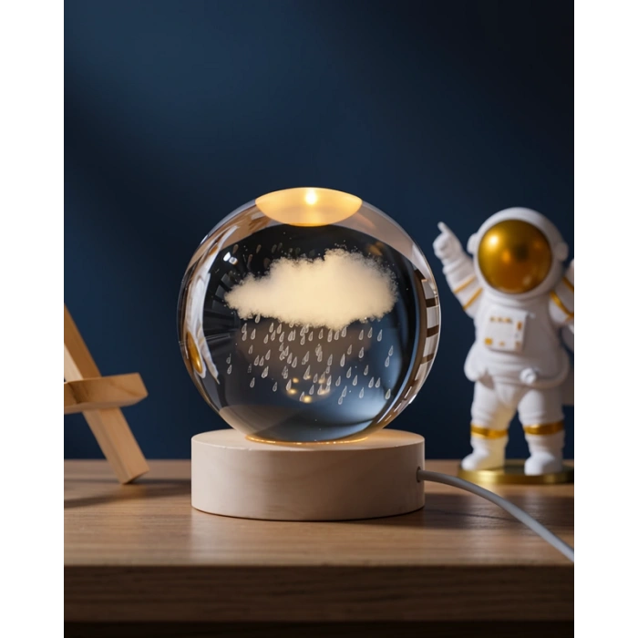 3D Yağmur Bulutu Kristal Gece Lambası