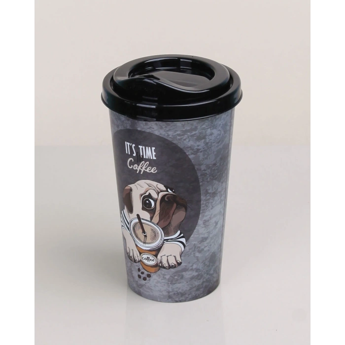 4 Adet Kahve Bardağı - Kapaklı Desenli 400ML