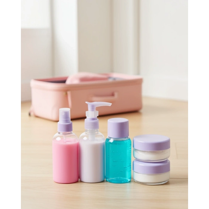 5 Parça Şeffaf Seyahat Kozmetik Seti 30 ml