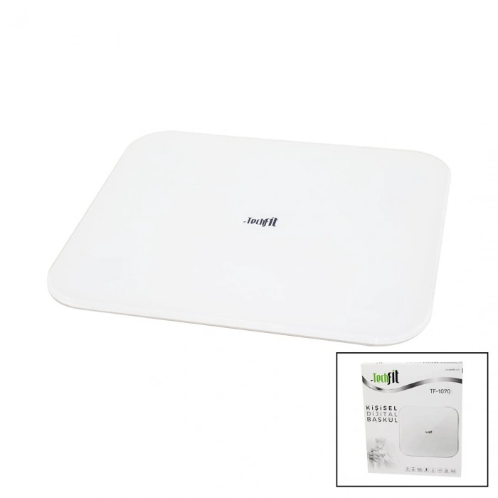 GİZLİ EKRAN -SOFT BEYAZ CAM ZEMİN DİJİTAL BASKÜL TERAZİ 180KG SENSÖR -LED EKRAN -ODA℃ TF-1070
