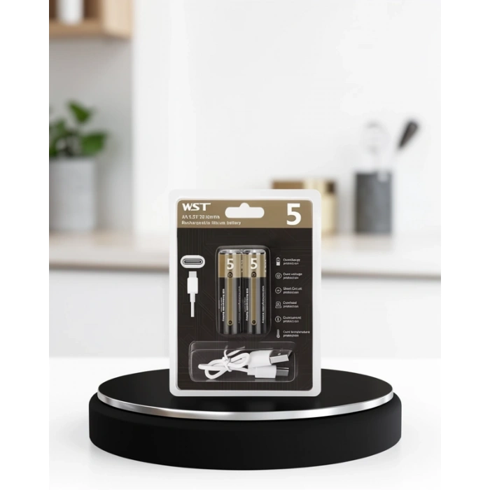 AA Lityum Pil 1.5V Çiftli Paket Type-C Şarjlı