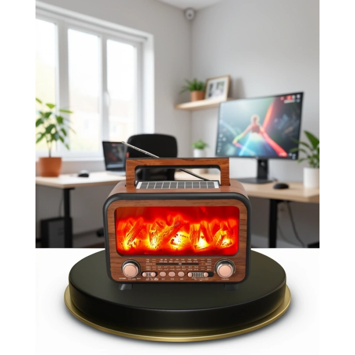 Alev Işığı Efektli Solar Bluetooth Hoparlör
