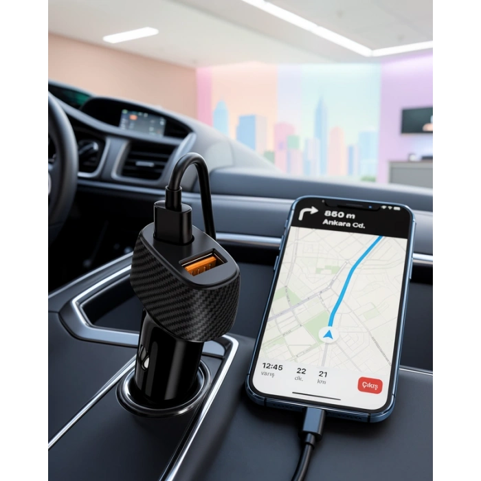 Araba Şarj Cihazı 38W 3A Type-C USB