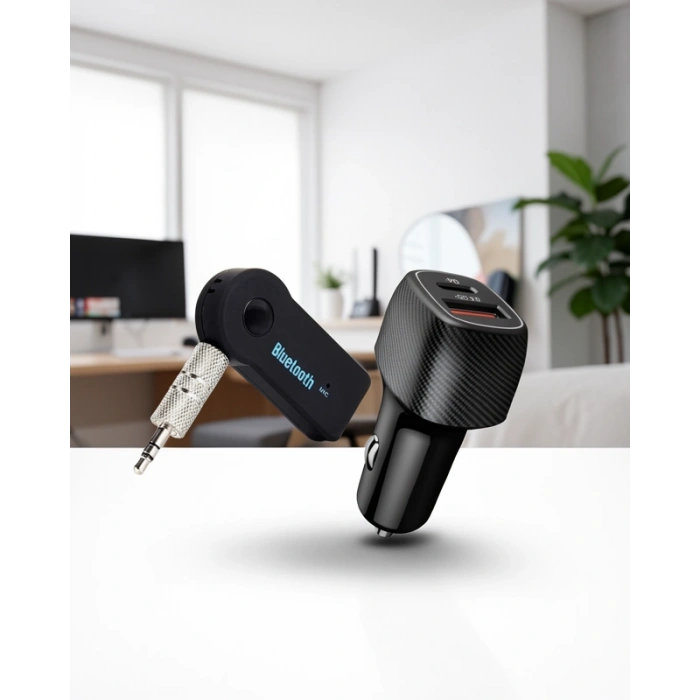 Araç İçi Bluetooth Müzik Kiti + Type-C PD Şarj Seti