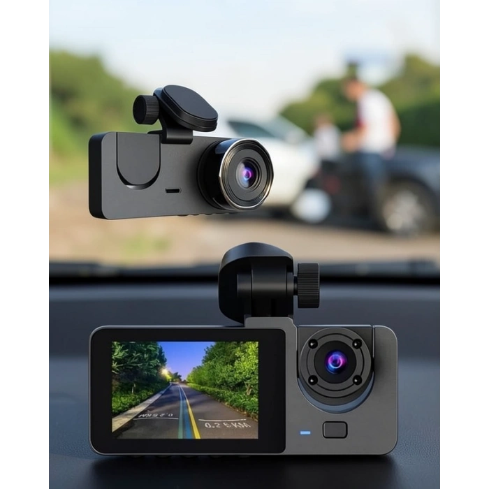 Araç İçi DVR Kamera 3 Lensli