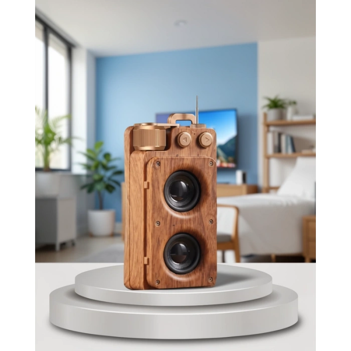 Bluetooth Hoparlör Ahşap Görünümlü 5W Stereo