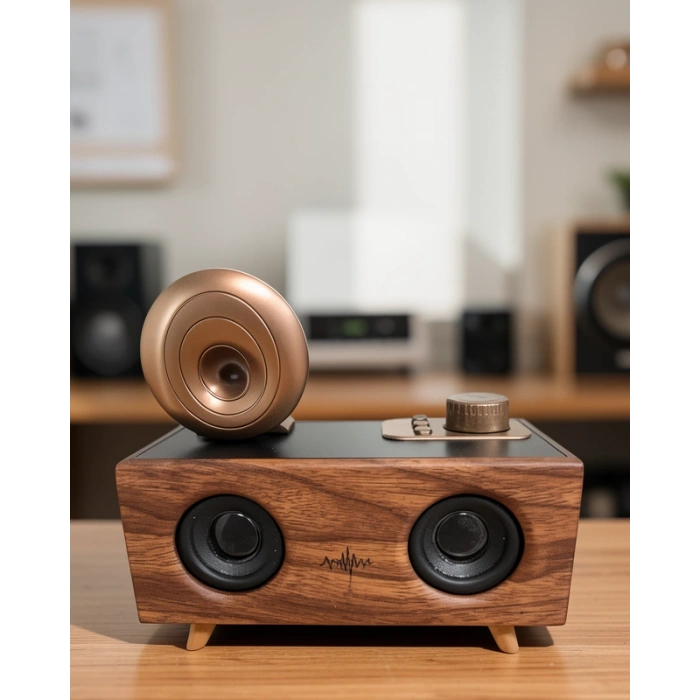 Bluetooth Hoparlör Ahşap Klasik Retro Gramofon
