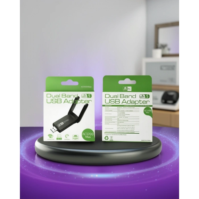 Çift Bant USB WiFi Adaptör 1200 Mbps
