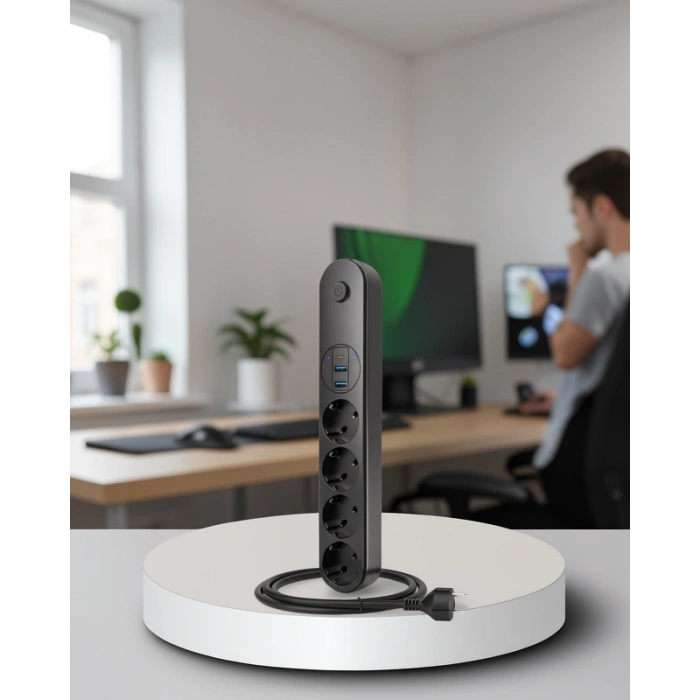 Çoklu Priz 4 Priz 2 USB 1 Type-C