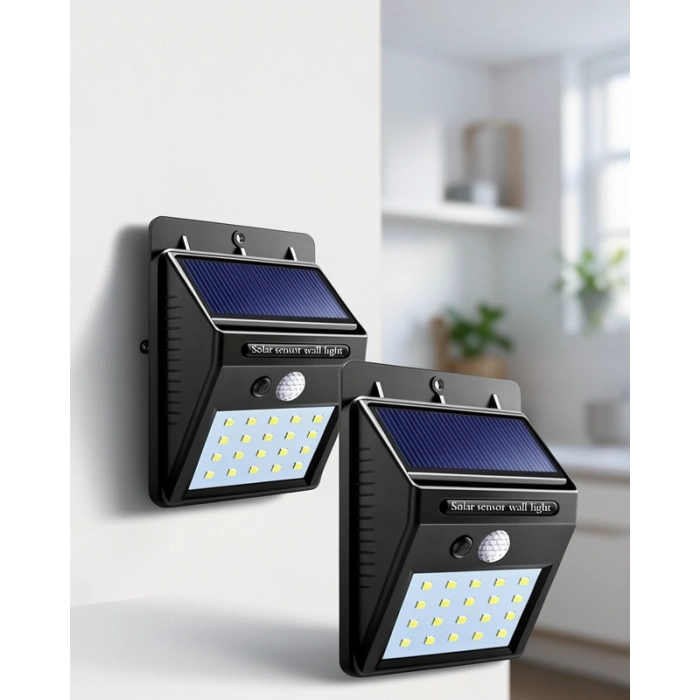 Güneş Enerjili 20 LED Duvar Lambası
