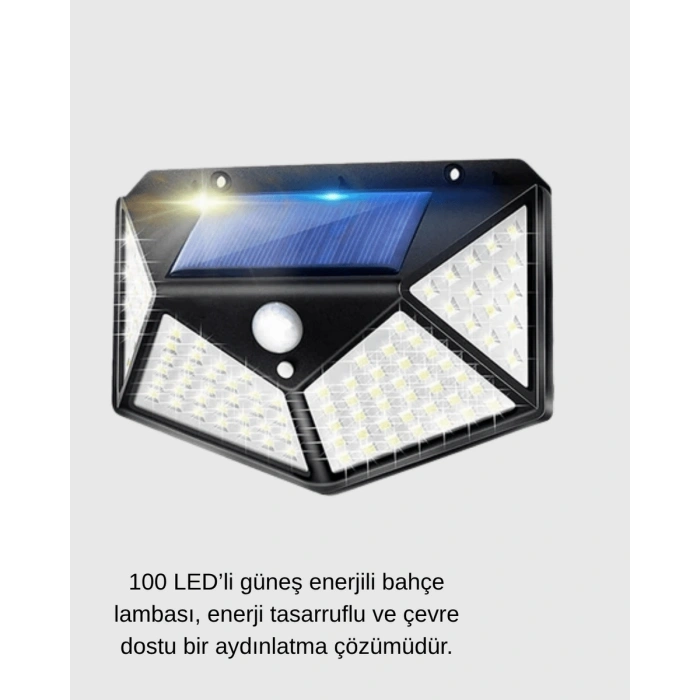 Güneş Enerjili Bahçe Lambası 100 LED PIR Sensörlü