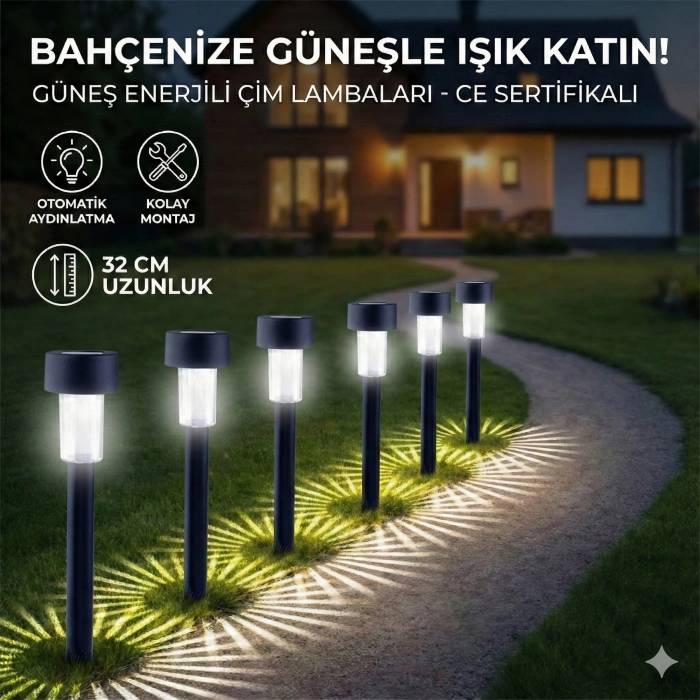 Güneş Enerjili Bahçe Lambası Plastik Saplama 10lu Set