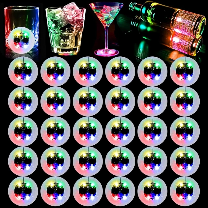Işıklı Yapışkanlı Bardak Altı Aparatı Ledli 3 Modlu 6 cm Çap 1 Adet