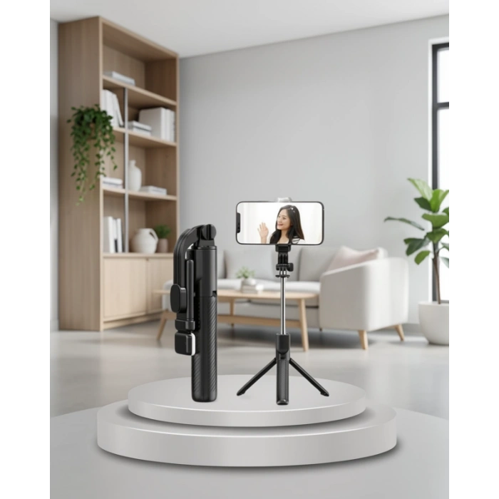 Kablosuz Bluetooth Selfie Çubuğu 360° Dönebilir Başlık