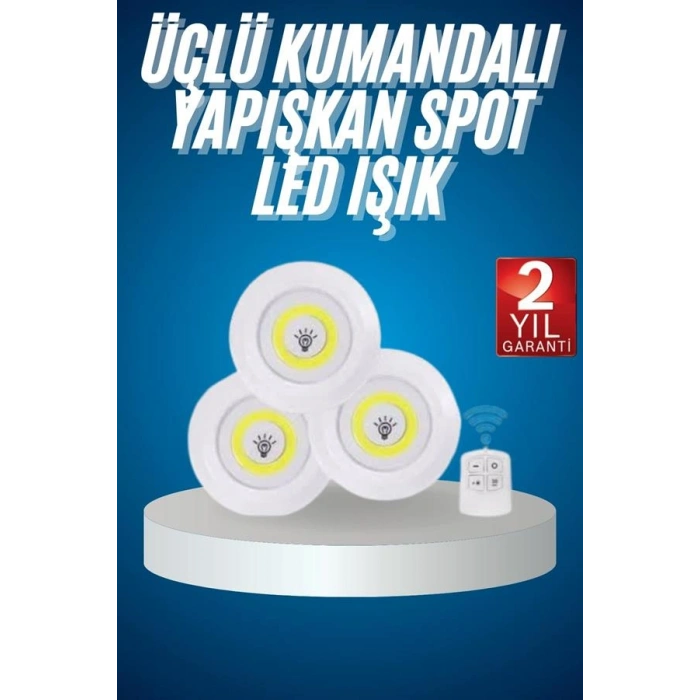 Kablosuz LED Spot Lamba Seti 3lü