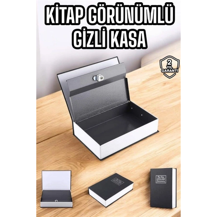 Kitap Görünümlü Kilitli Mini Çelik Kasa