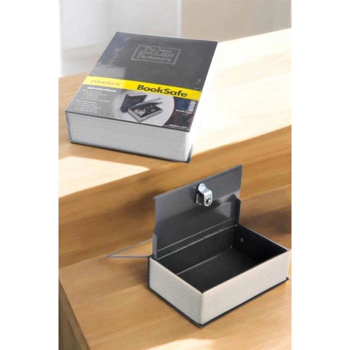 Kitap Görünümlü Kilitli Mini Çelik Kasa